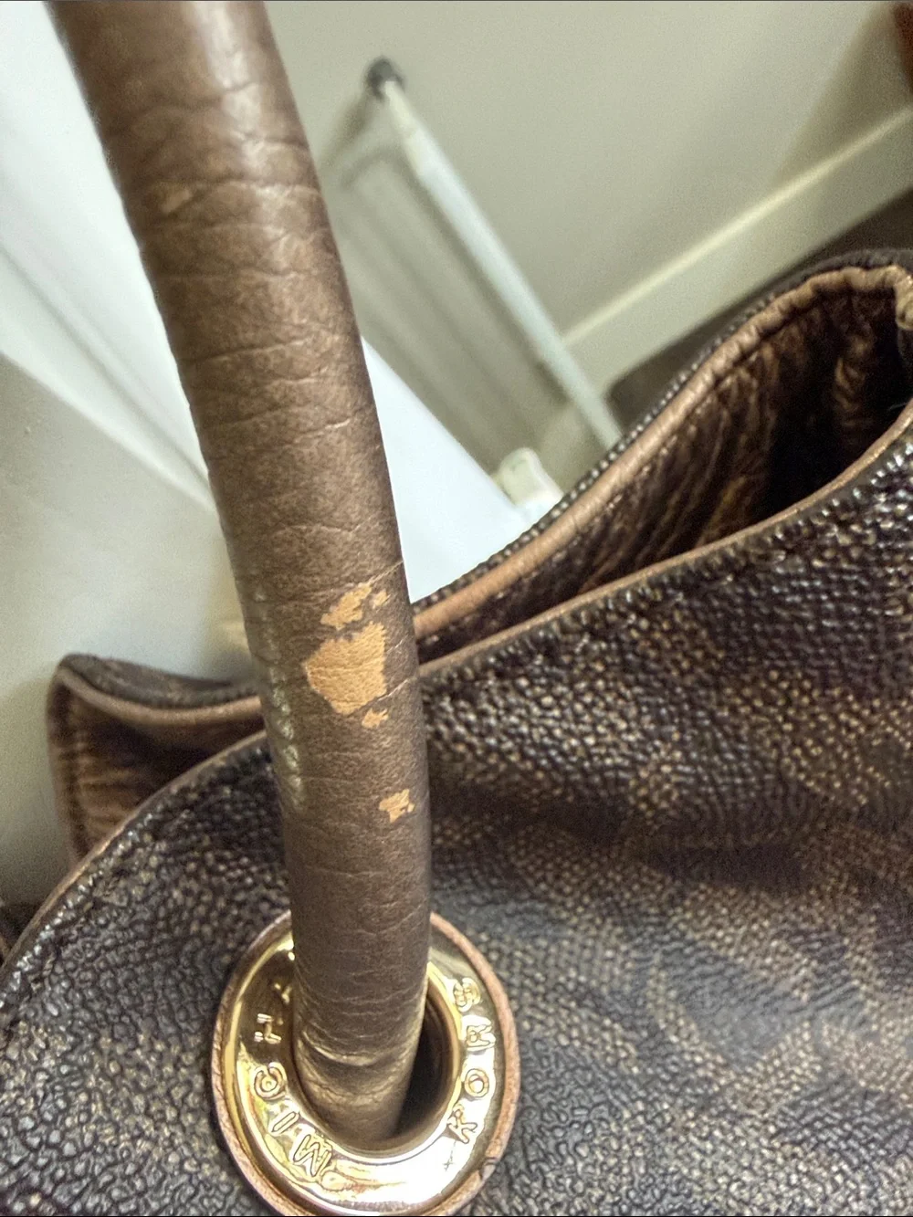 Michael Kors Brown Logo Drawstring Shoulder Bag with Tassel Charm